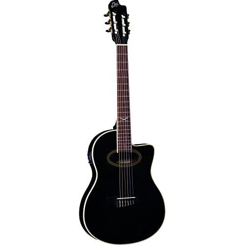 EKO GUITARS – NXT NYLON N100CE SEE THROUGH BLACK, Guitarra Clásica Cutaway Electrificada, Tapa Abeto, Aros, Fondo y Mástil Caoba, Diapasón South American Roupanà, Escala 650 mm, Color Negro