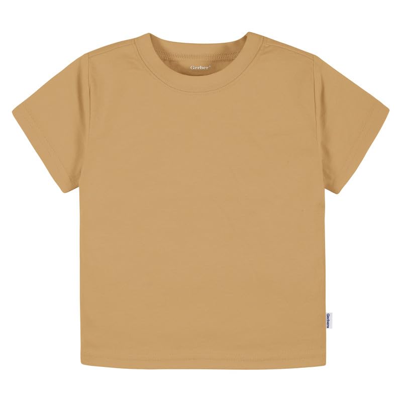 Image of Gerber Baby & Toddler 5-Pack Solid Short Sleeve T-Shirts Jersey 160 GSM