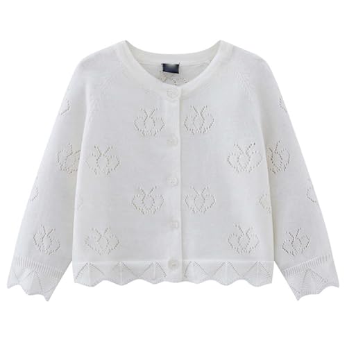 Girls Long Sleeve Cardigan Kids Casual Button Closure Lightweight Thin Sweater Comfortable Fall Outerwear