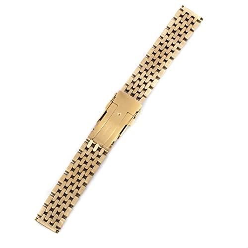 Straphabit Beads Of Rice Watch Bracelet Band Strap - Stainless Steel Vintage Bor 18Mm 19Mm 20Mm 21Mm 22Mm 24Mm (Yellow Gold, 19Mm) #TOP1