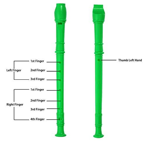 3 Pack 8 Hole Soprano Recorders Descant Flute With Cleaning Rod German Style for Beginner Graduation or Back to School Gift (dark blue, green, pink)