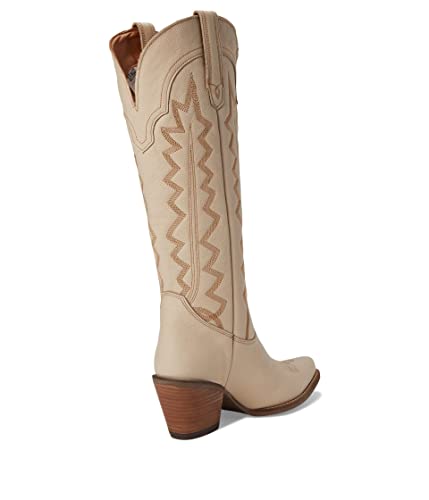 Image of Dingo Womens High Cotton Embroidery Snip Toe Casual Boots Knee High Mid Heel 2-3 inch