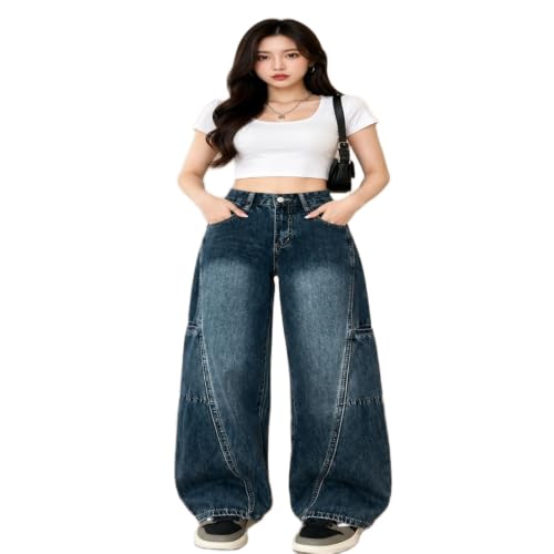 Image of ODDMONEKY Baggy Jeans for Women || Korean Jeans for Women || Wide Leg Korean High Waist Baggy Denim Pants (Wjeans-7)
