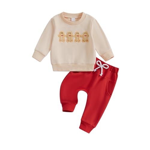 Toddler Baby Boy Christmas Outfit Gingerbread Crewneck Sweatshirt...