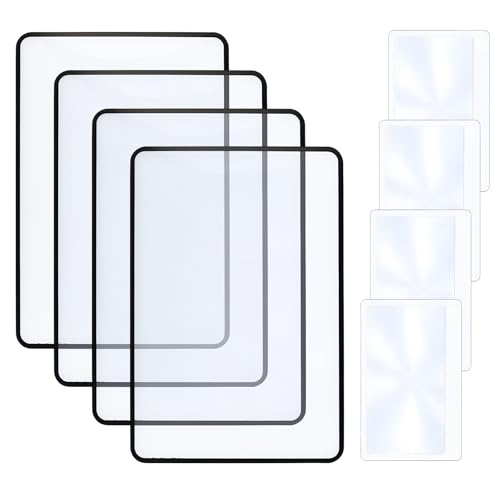 8PCS Page Magnifying Sheet 3X Lightweight Optical Plastic Large Fresnel Lens & Handy Card Size Book Magnifier Full Page Magnifier for Reading Books Maps Bible Newspaper etc