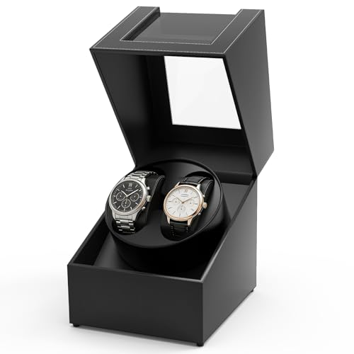 Kalawen Latest Automatic Watch Winder, Double Watch Winder Dust-Proof Box with Quiet Motor, Watches Rotation Storage Case Display Box for Automatic Mechanical Watches