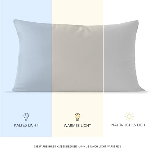 Dreamzie Kissenbezug 40 x 80 (Set mit 2) - 100% Jersey Baumwolle 150 g/qm Kissenbezüge -Grau - Für Kissen 40 x 80 cm - Kissenhülle - Kissenbezug - Resistent und Hypoallergen 5
