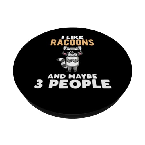 I Like Racoons And Maybe 3 People PopSockets Swappable PopGrip, Black - Image 2