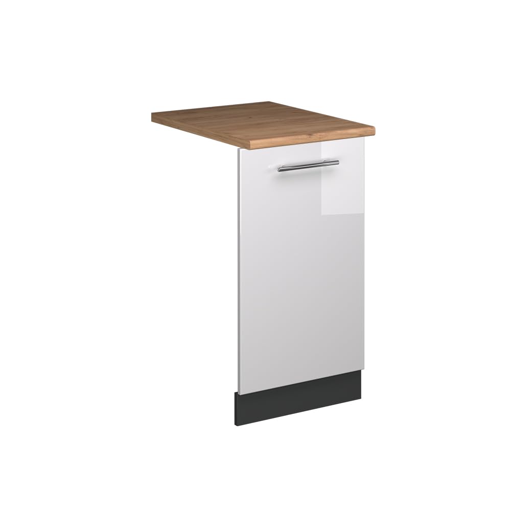 Vicco Panel przedni zmywarki "Fame-Line", Biały wysoki połysk, 45 cm | BP Dąb, à combiner avec d'autres modules de la série Fame-Line