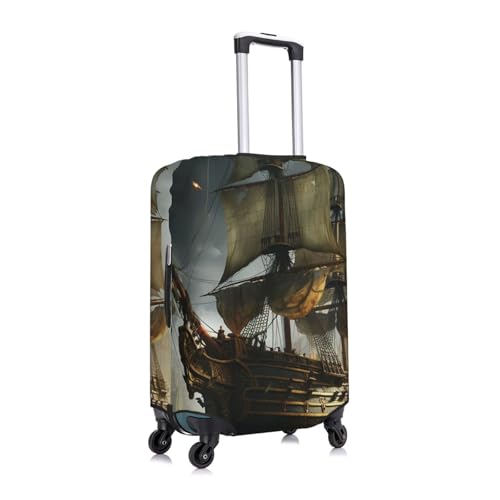 Travel Luggage Cover Fashion Suitcase Protector Cool Pirate Ship Spandex Baggage Covers Washable Suitcase Covers Anti-Scratch Luggage Cover Protectors Fits 18-32 Inch Suitcases Small2