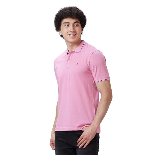 Image of Raymond Contemporary Fit Pure Cotton Solid Pattern Polo Neck Casual T-Shirt