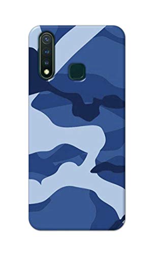 Image of Printed Hard Back Cover Case for Vivo Y19 | Vivo U3 Back Cover (Army Blue Pattern) -1302