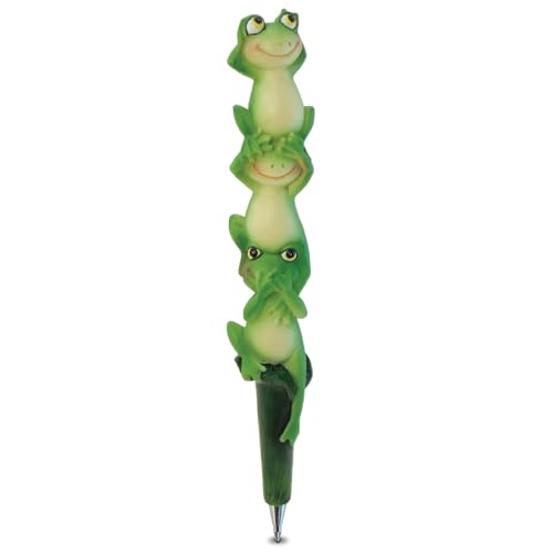 Planet Pens Three Wise Frogs Novelty Pen - Cute Fun & Unique Kids & Adults Ballpoint Pen, Colorful Animal Writing Pen Instrument School & Office Desk Decor