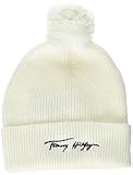 Tommy Hilfiger Mädchen Signature Beanie Pom Hut, White, S