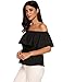 Sherosa Women's Casual Strapless Shirts Short Sleeve Crop Tops (L, Black)