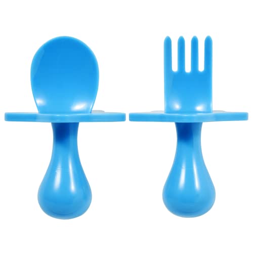 Image of Nooli Baby Self Feeding Baby Utensils Toddler Eating Utensils Baby Forks for Self Feeding, BPA Phthalates-Free, Dishwasher and Sterilizer Safe, Blue