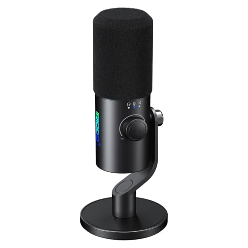 Image of AUDIOPRO USB /XLR Gaming Microphone, Dynamic Mic for PC /Laptop /PS4 /PS5, RGB Light, Headphone Output, Volume Control, Plug and Play, LED Mute Button, for Streaming, Podcast, Studio Recording