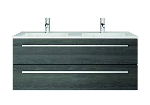 Sieper Mobile da bagno 120 x 50 cm con doppio lavabo, mobili da bagno, colore: Pino Nero