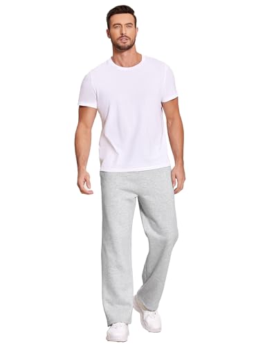Deyeek Men's Fleece Lined Sweatpants Open Bottom Straight Leg Sweat Pants for Mens Loose Fit Joggers Sweatpants with Pockets4