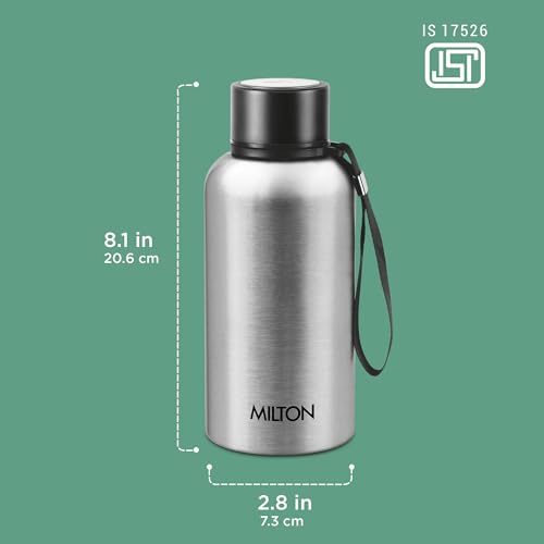 Image of Milton Aura 500 Thermosteel Water Bottle 500 ml, 24 Hr Hot and Cold I Leak Proof Lid, ISI Certified I Vacuum Insulated I for Office, Gym, School I Silver
