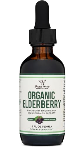 Organic Elderberry Liquid 2 Fl Oz (60 Servings) - Tincture for Immune System Support by Double Wood