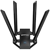 NEWFAST AC1300 Adaptador USB WiFi 5GHz/2.4GHz USB WiFi Dongle Doble Banda Adaptador Red WiFi Inalámbricos Antena WiFi USB para PC,Soporte Windows XP/7/8/8.1/10/11,Linux,con 4*6 dBi Giratorio Antennas