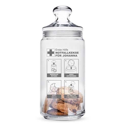 Casa Vivente Keksglas mit Gravur und Deckel, Notfallkekse...