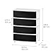 IRIS USA Plastic Drawer Storage Organizer, 4-Drawers, for Classroom Art Supplies Bathroom Dorm Bedroom Laundry Room, Wide, White Frame with Matte Black Front Panels