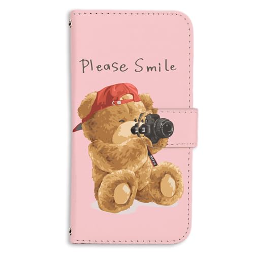 Xiaomi Redmi Note 10T 用 カメラ熊 テディベア smaile ぴんく スマホケース 手帳 カードスロット レドミノート10tのカバー bcbf02c