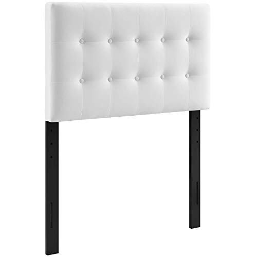 Image of Modway Emily Twin Biscuit Tufted Performance Velvet Headboard, White