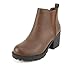 Soda ORIGAMI ~ WOMEN LUG SOLE MID HEEL FASHION ANKLE BOOTIE W/DOUBLE ELASTIC GORE (8, L-Brown, numeric_8)
