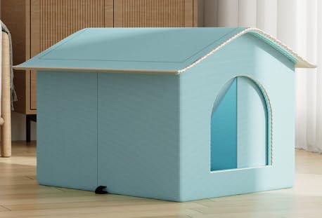 ポータブル猫用エアコンハウス、夏の猫用冷却アイテム、犬用アイスハウス、ペット用睡眠アイスハウス、屋外猫ハウス、野良猫ケージ、ペット用品、犬小屋、犬用ベッド、防水野良猫ハウス、子犬用猫ハウス (33*33*33cm,青)