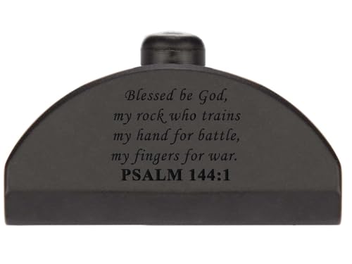NDZ Performance Brass Grip Frame Plug for Glock Gen 4-5 G17 G19 G22 G23 G24 G31 G32 G34 G35 – No Backstrap – Armor Black Cerakote – Black Laser Engraving, Bible Psalm 144:1