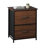 LubanNese Nightstand with 2 Fabric Drawers, Small Bedside Table for Kid's Room, End Table with Wooden Top, Mini Dressers for Bedroom, Closet, Entryway, Dorm (Espresso)