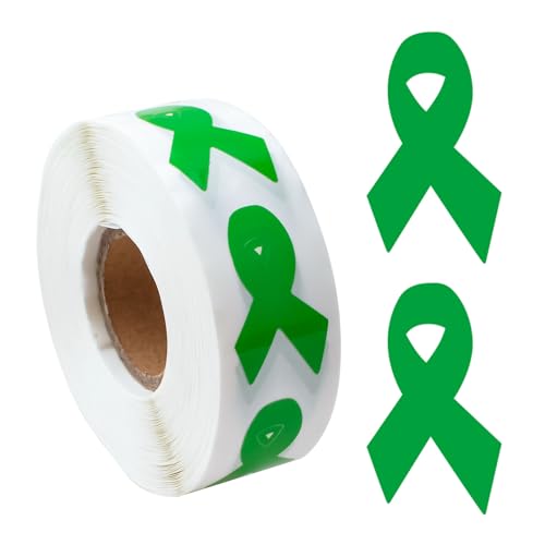 WANDIC 0.75 * 1.28'' Green Ribbon Awareness Sticker