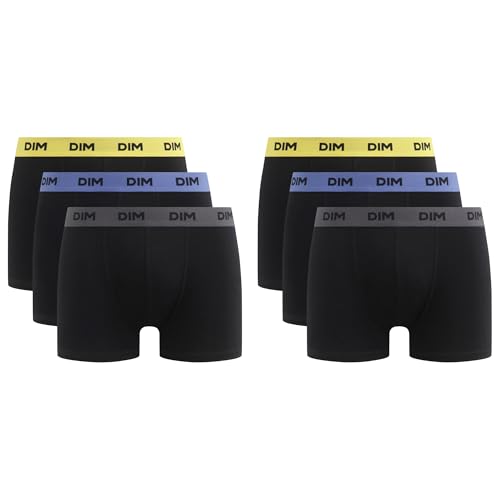 Dim Boxer Herren Mix and Colors Baumwolle Stretch Komfort x6 Schwarz Gelb/Blau/Grau Gürtel L