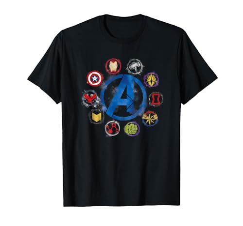 Marvel Avengers Endgame Painted Icons - AC Exclusive T-Shirt, Men, Black, XX-Large