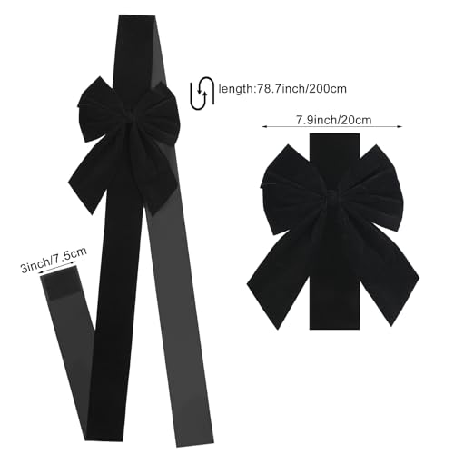 Syhood 6 Pcs Christmas Cabinet Door Bows Large Xmas Ribbons Cabinet Door Windows Bows for Christmas Festive Party Cabinets Furniture Kitchen Decorations(Solid,Black,3 Inches Wide) by Syhood - Image 2