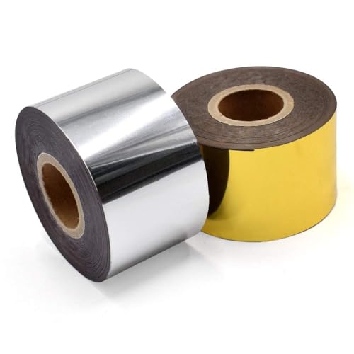 2 Rolls (Gold+Silver) Hot Stamping Foil Paper 1.5x400ft/Roll Hot Foil for Leather Bronzing Machine Good Stamping Effect DIY Decoration for Cloth Package Box PU Heat Transfer Anodized Gilded Paper