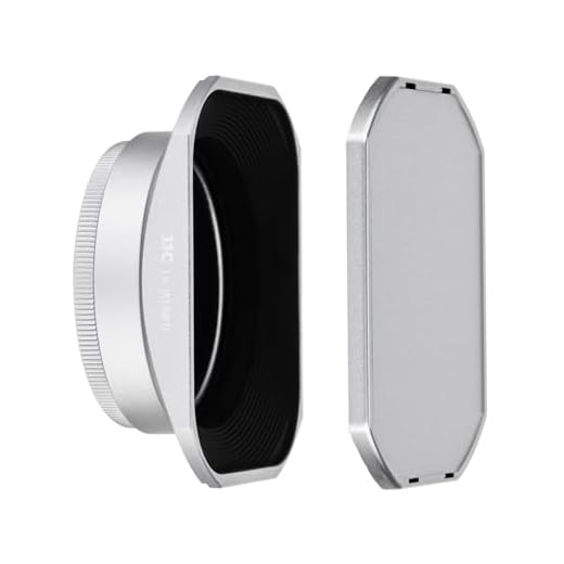 JJC Silber Sonnenblende und Filteradapter für Fujifilm X100VI, X100V, X100F, X100T, X100S, X100 und X70 Kameras - Rückseitiges Anbringen an Objektiv