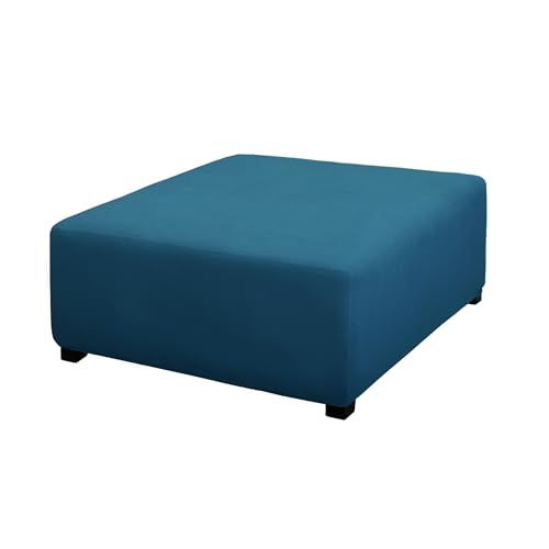 Image of PureFit Super Stretch Form Fit Square Ottoman Cover Rectangle - Ottoman Slipcovers for Foot Stool & Folding Storage Furniture for Living Room with Nonslip Elastic Bottom (Medium-XL, Peacock Blue)