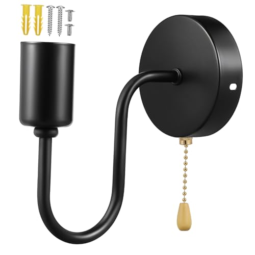 Operitacx Lámpara de Pared Vintage con Cadena de Aplique Industrial de Hierro Negro para Interior y Exterior Montaje Pared para Patio Pasillo y Estudio Diseño Rústico Multifuncional