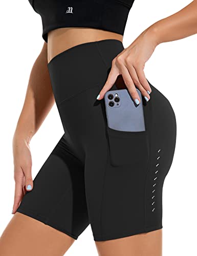 1A1A Premium Buttery Soft Solid Stretch Short Pants Seamless Fit Squat Proof Workout Yoga Shorts Black Large cover