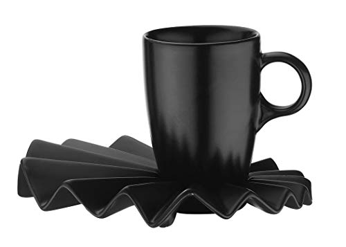 Kütahya Porslin, Adora kaffeset svart och grädde, gåva kaffeset, kaffekopp, turkiskt kaffe, 4 st set (2 x delar 90 cc svart och krämfärgad kaffekopp, 2 x gräddfärgad och svart färg kaffeplatta)