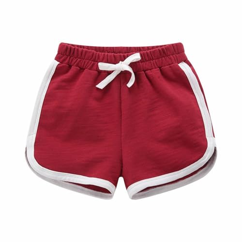 YAQUEKOU Short court pour fille et garçon - Short de sport en coton - Short pour enfants - Short court pour adolescent et fille - Short de cyclisme d'été pour la gym - 2 à 15 ans, rouge, 3-4 ans