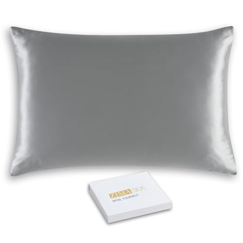 ZIMASILK 25 Momme 100% Pure Mulberry Silk Pillow Cases, Iron Gray, King