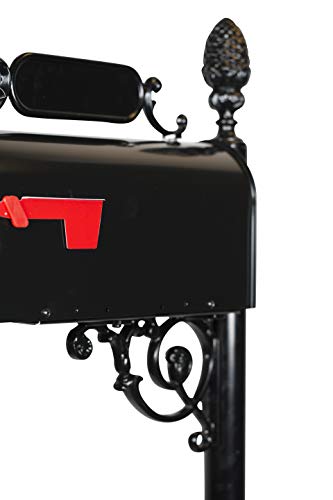 Addresses Of Distinction Charleston Large Mailbox & Post System – Black Rust Resistant Mailbox – Includes Address Plaque, Scroll & Mounting Hardware – Metal Mailbox With Pineapple Finial #TOP1