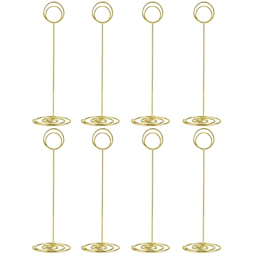 Image of Radezon 20 Pack 8.75 inch Tall Table Number Holders Place Card Holder Table Picture Holder Wire Photo Holder Clips Picture Memo Note Photo Stand (Gold)