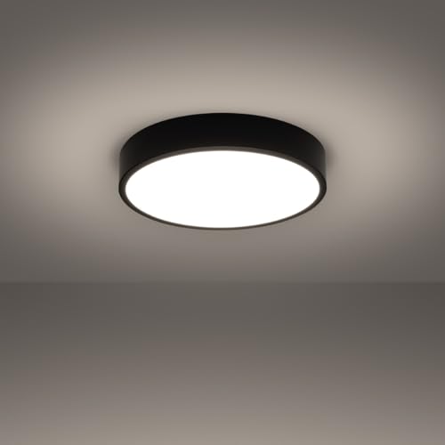 Plafonnier LED 3000K Sollux Onyx noir 40cm à éclairage diffus homogène