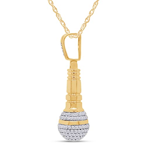 AFFY Round Cut White Cubic Zirconia Microphone Pendant Necklace in 14k Gold Over Sterling Silver3